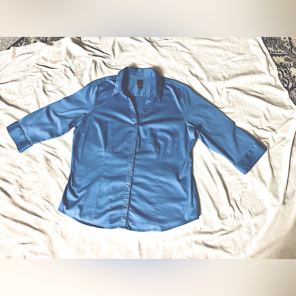 212Collection~3/4 sleeve button down ladies blouse~XL
